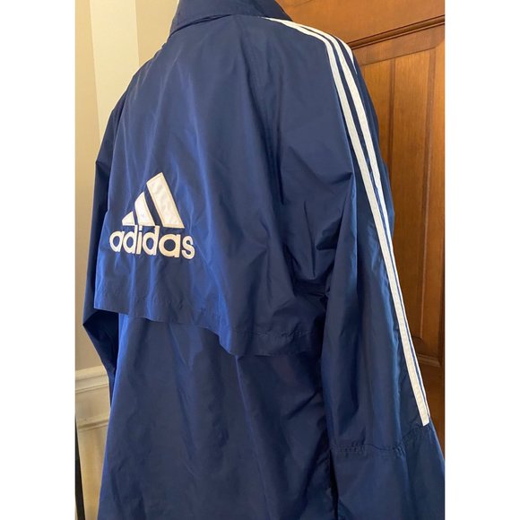 adidas Other - Adidas Spellout Vented Windbreaker Men XL Full Zip Stowaway Hood Mesh-Lined